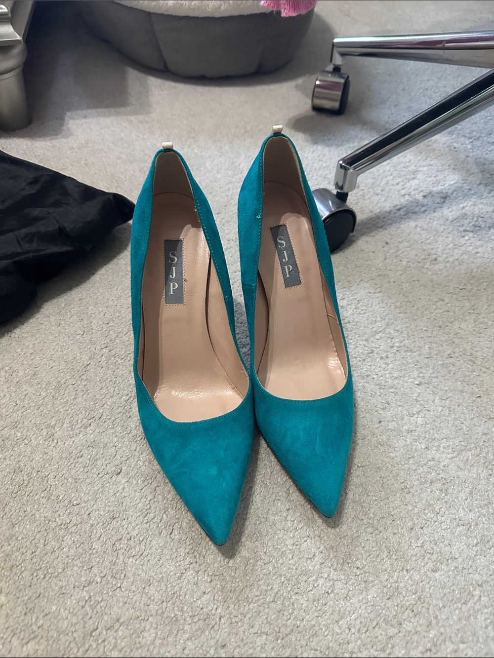Sarah Jessica Parker Teal Pointed-Toe Suede Pumps